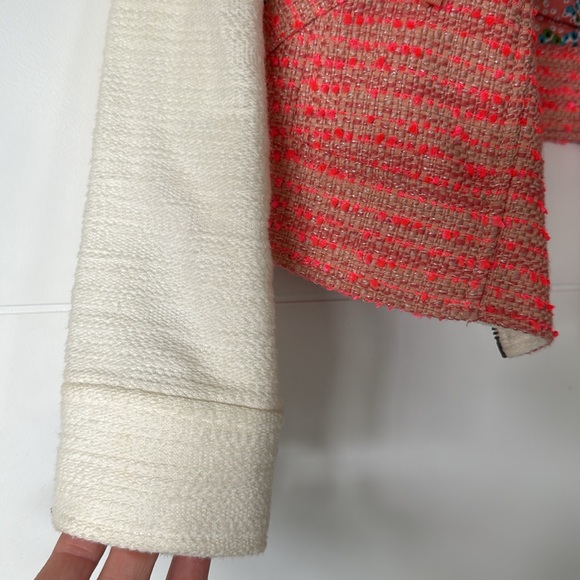 Anthropologie Elevenses Pink & cream tweed jacket. NWT! - Picture 8 of 9